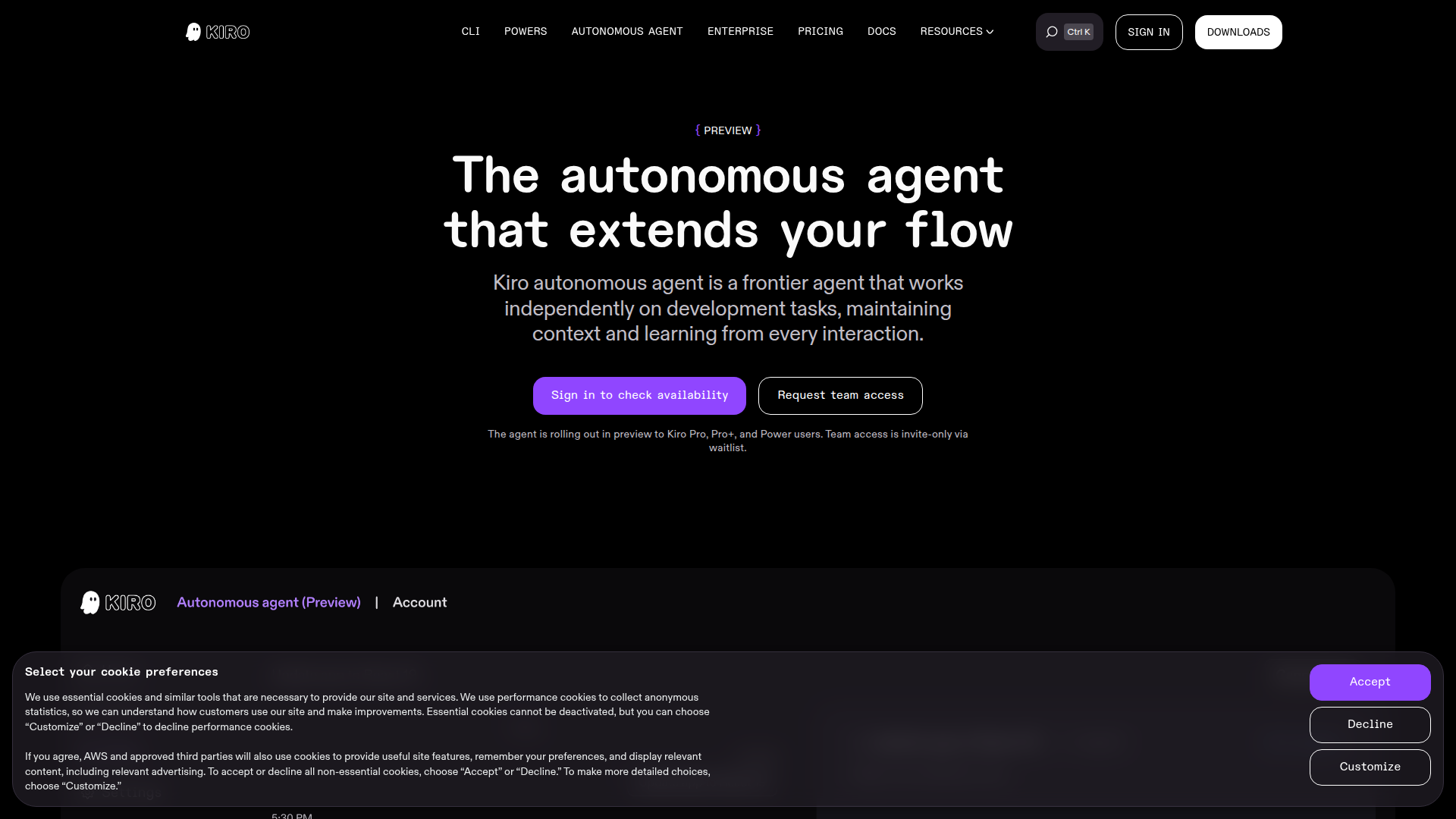 Kiro Autonomous Agent screenshot 1