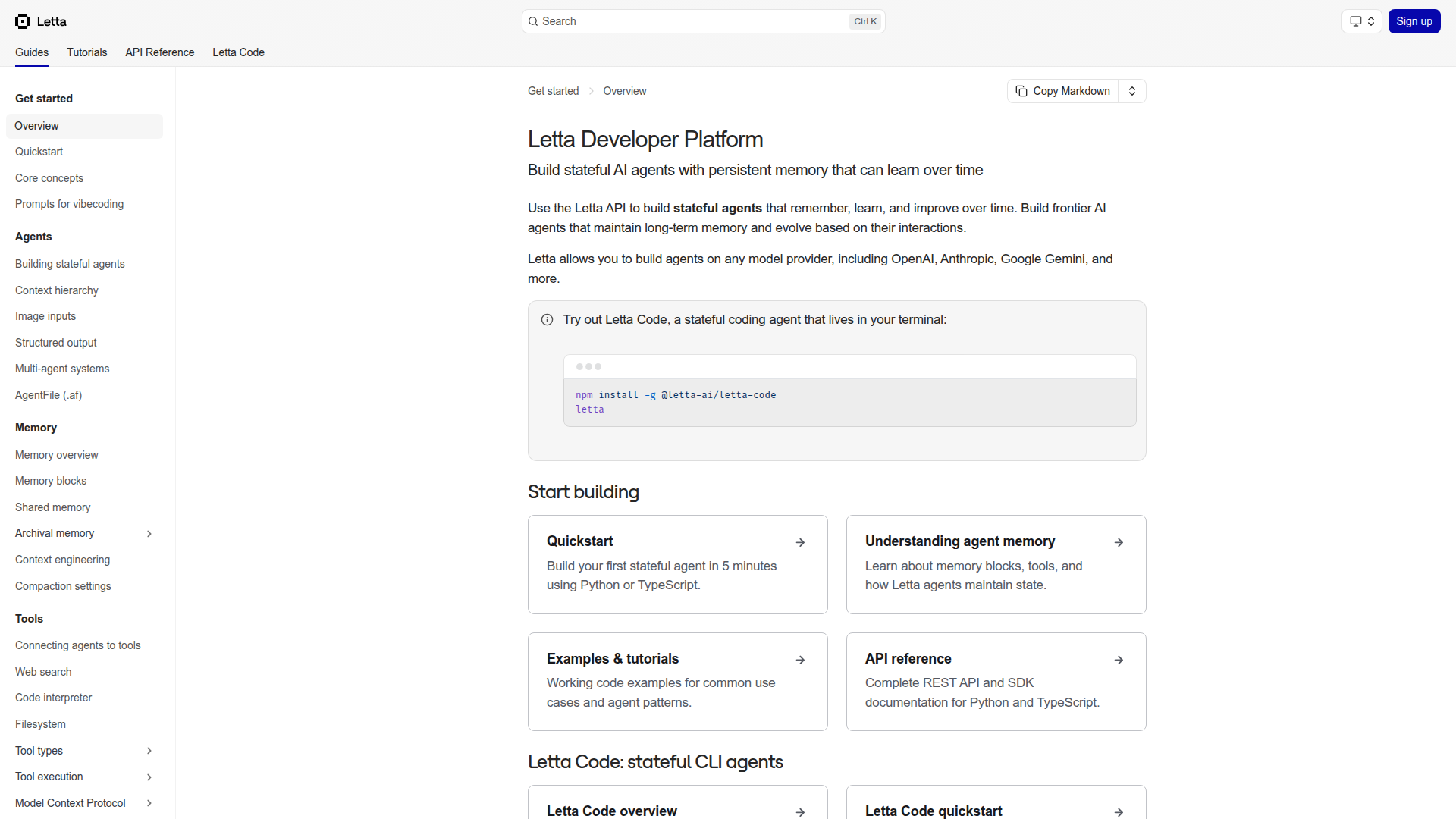 Letta API screenshot 1